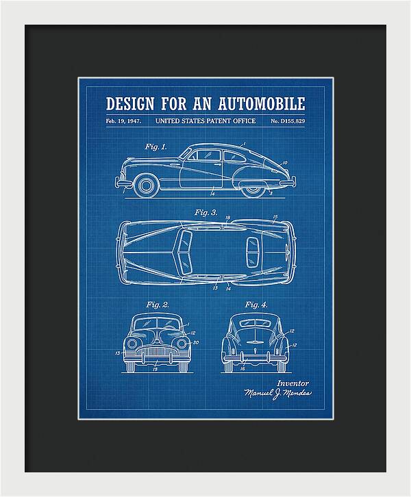 Automobile Blueprint Patent Usd155829s