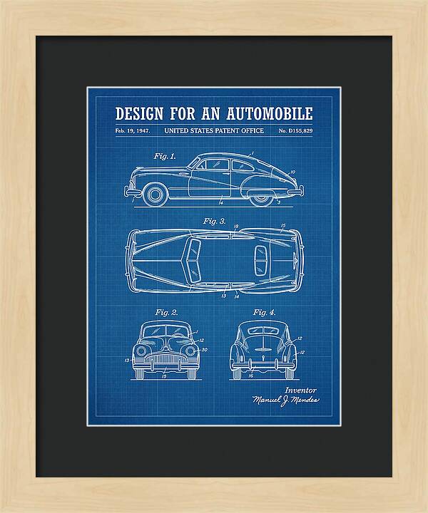 Automobile Blueprint Patent Usd155829s