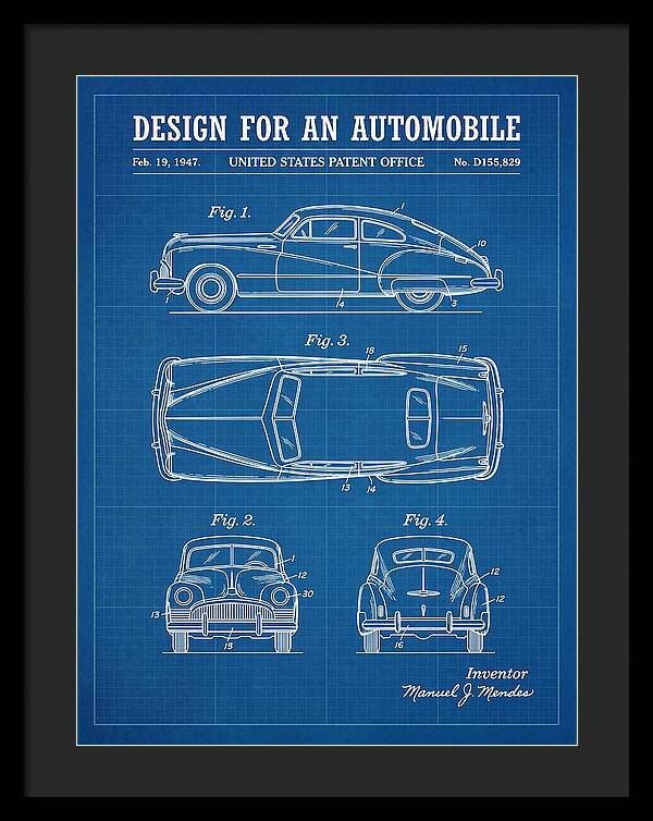 Automobile Blueprint Patent Usd155829s