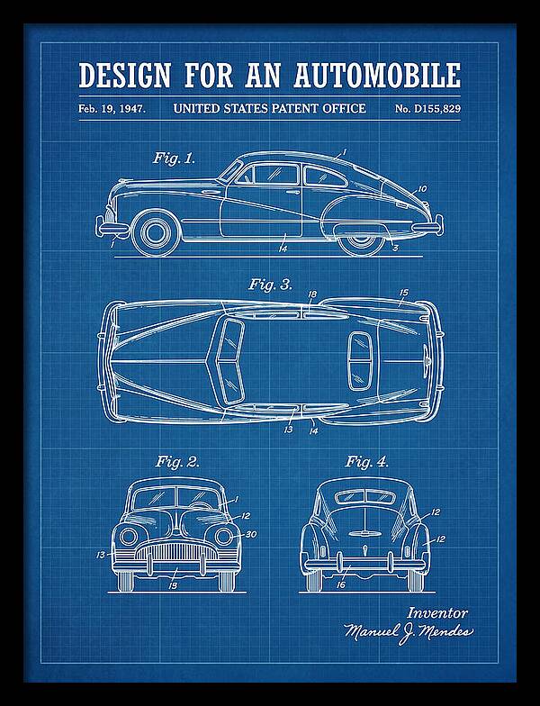 Automobile Blueprint Patent Usd155829s
