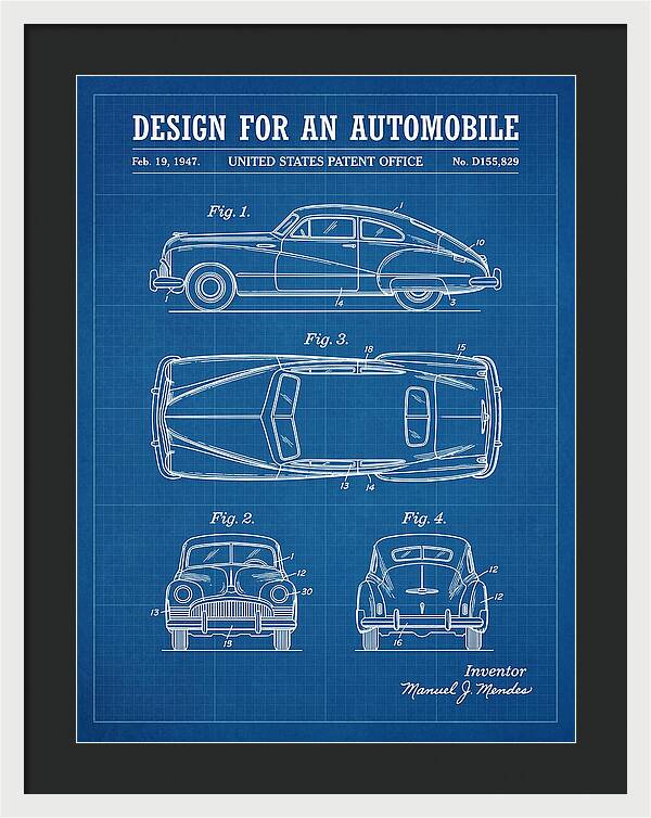 Automobile Blueprint Patent Usd155829s