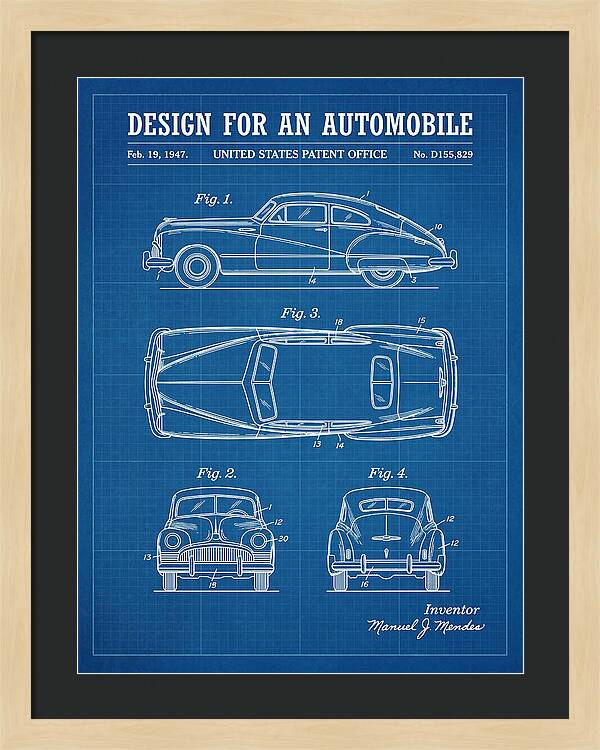 Automobile Blueprint Patent Usd155829s