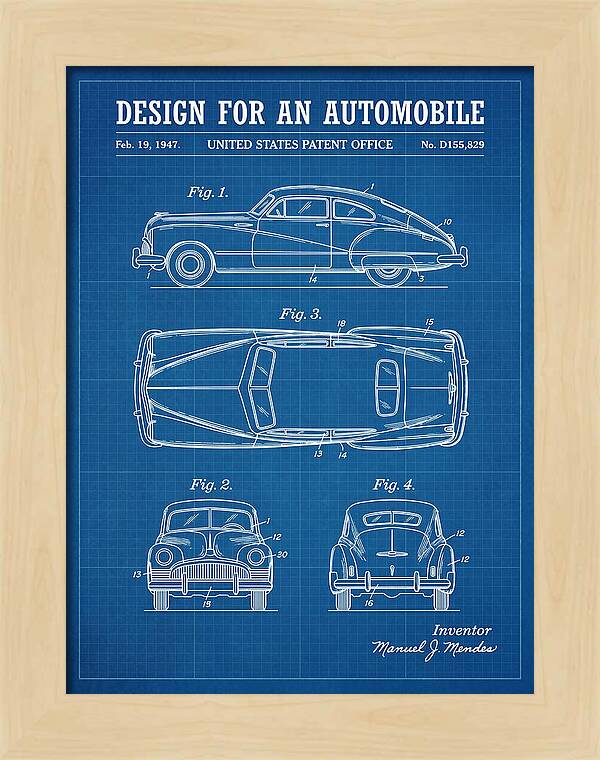 Automobile Blueprint Patent Usd155829s