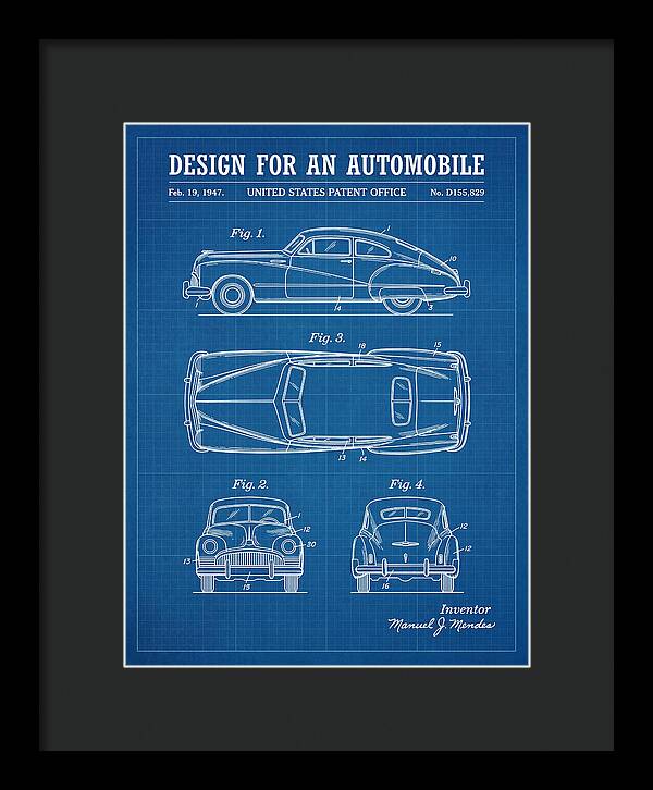 Automobile Blueprint Patent Usd155829s