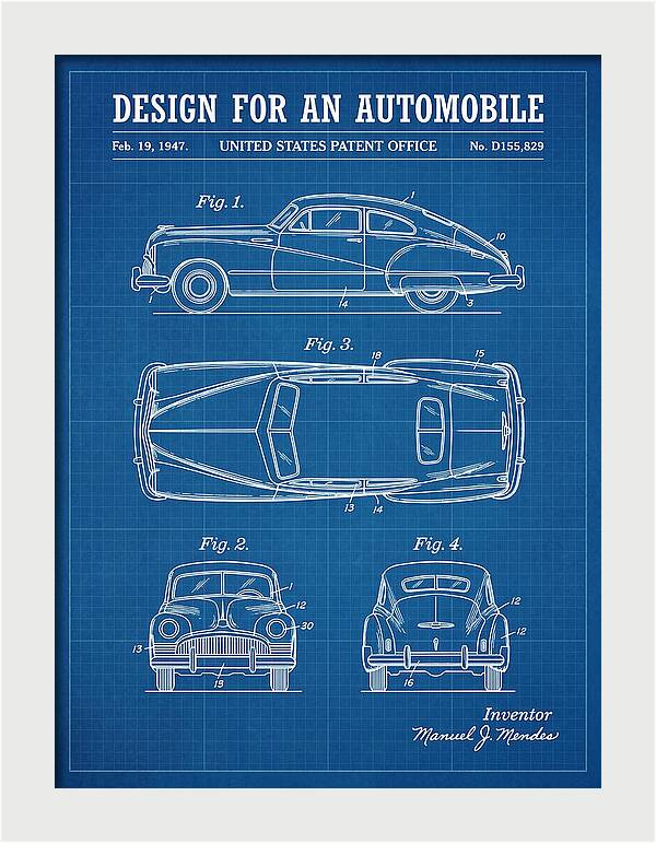 Automobile Blueprint Patent Usd155829s