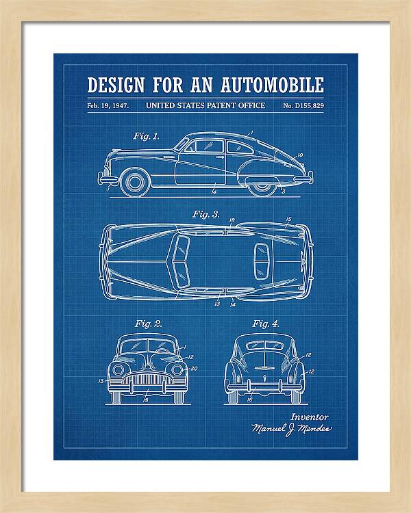 Automobile Blueprint Patent Usd155829s