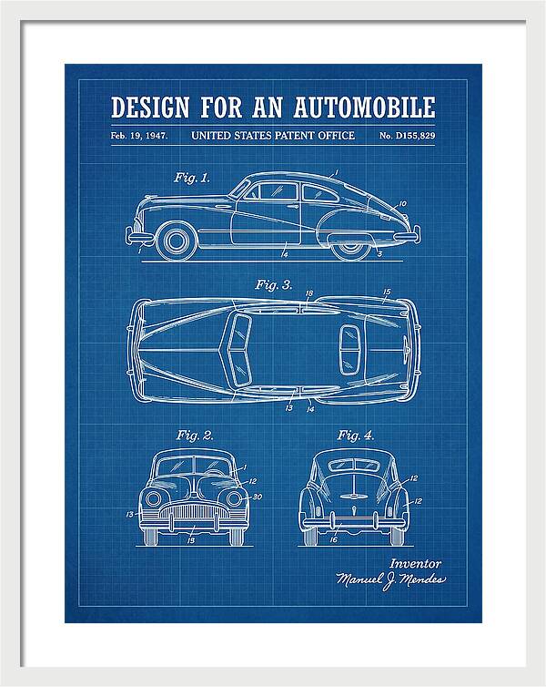 Automobile Blueprint Patent Usd155829s