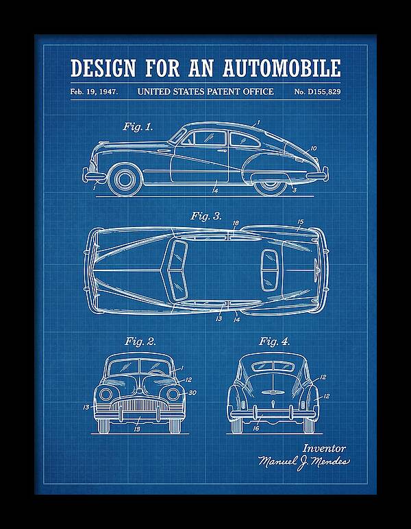 Automobile Blueprint Patent Usd155829s