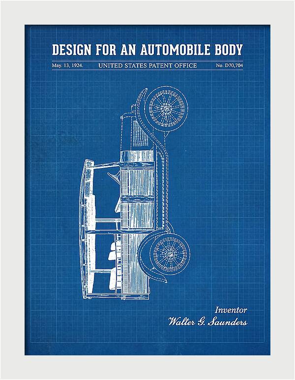 Automobile Body Blueprint Patent Usd70704s