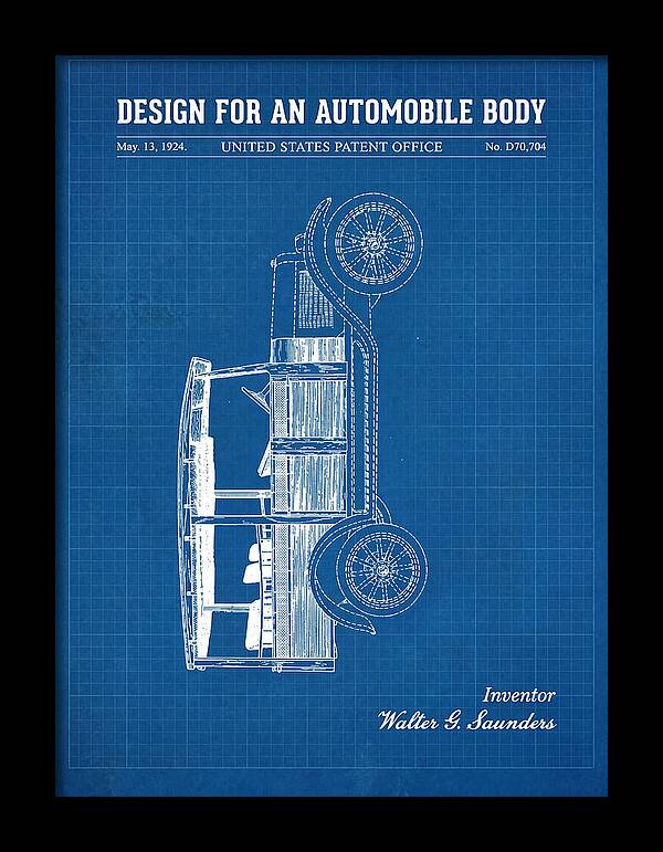 Automobile Body Blueprint Patent Usd70704s