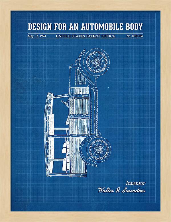 Automobile Body Blueprint Patent Usd70704s