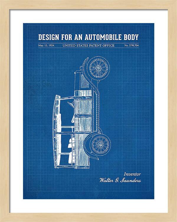 Automobile Body Blueprint Patent Usd70704s