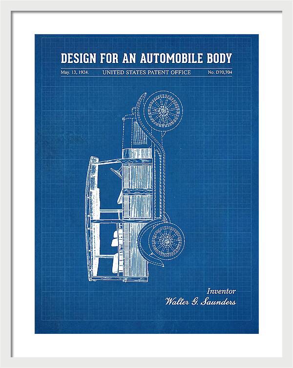 Automobile Body Blueprint Patent Usd70704s
