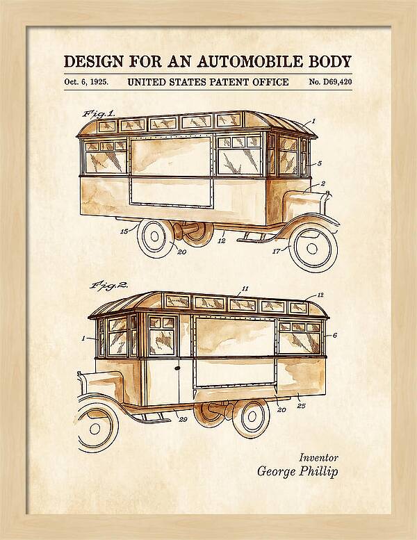 Automobile Body Bus Watercolor Patent Usd69420s