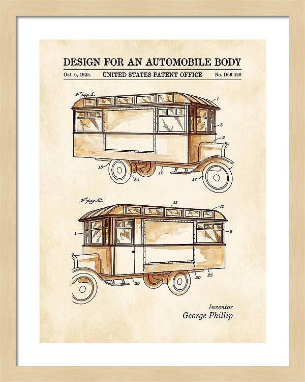 Automobile Body Bus Watercolor Patent Usd69420s