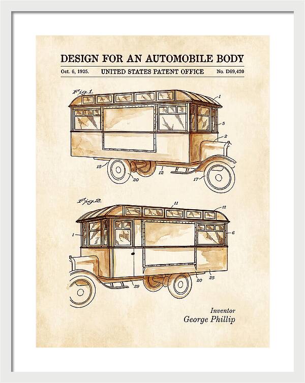 Automobile Body Bus Watercolor Patent Usd69420s