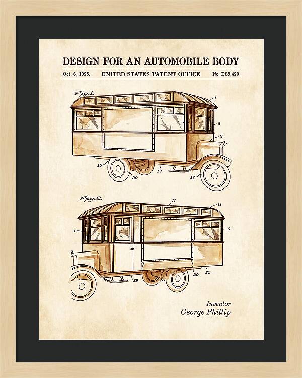 Automobile Body Bus Watercolor Patent Usd69420s