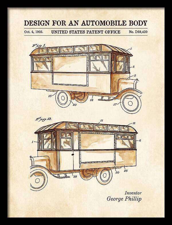 Automobile Body Bus Watercolor Patent Usd69420s