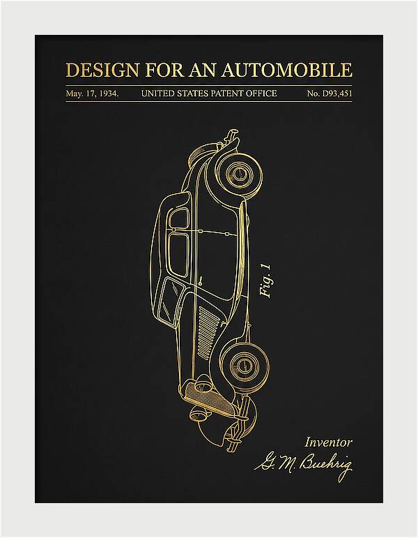Automobile Buehrig Gold Patent Usd93451s