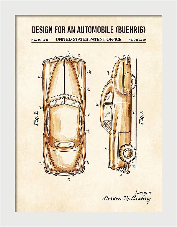 Automobile Buehrig Watercolor Patent Usd152320s