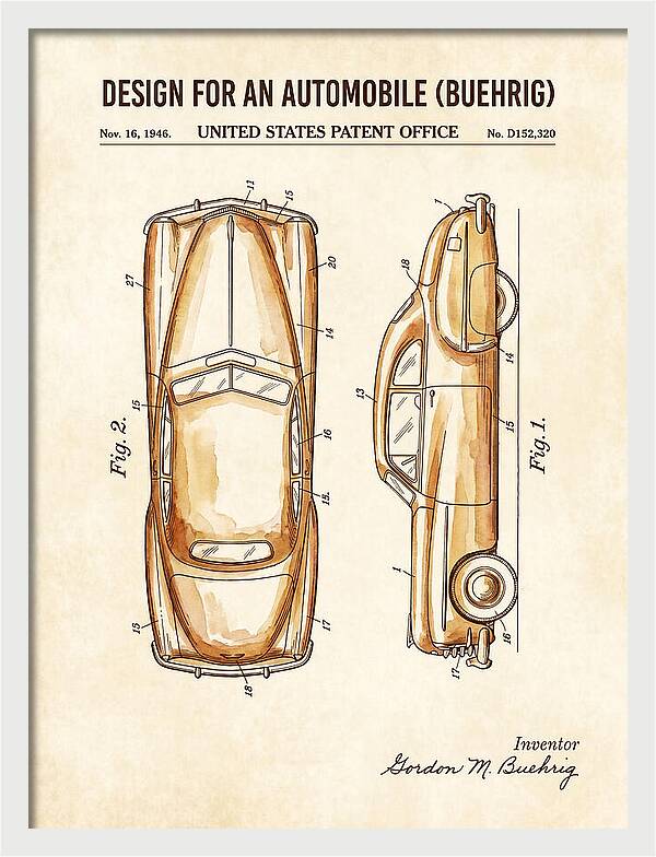 Automobile Buehrig Watercolor Patent Usd152320s