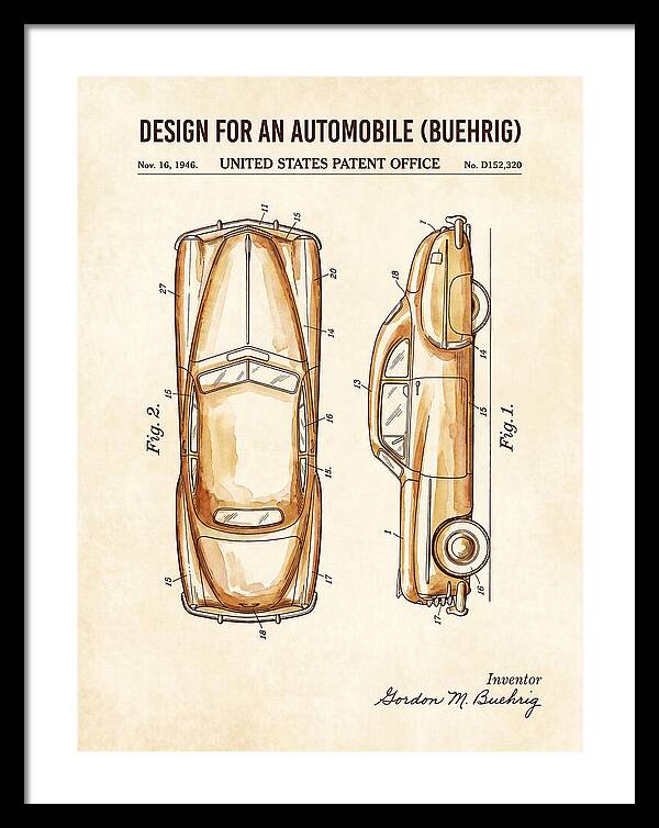 Automobile Buehrig Watercolor Patent Usd152320s