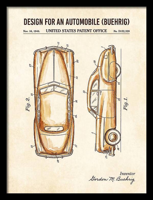 Automobile Buehrig Watercolor Patent Usd152320s