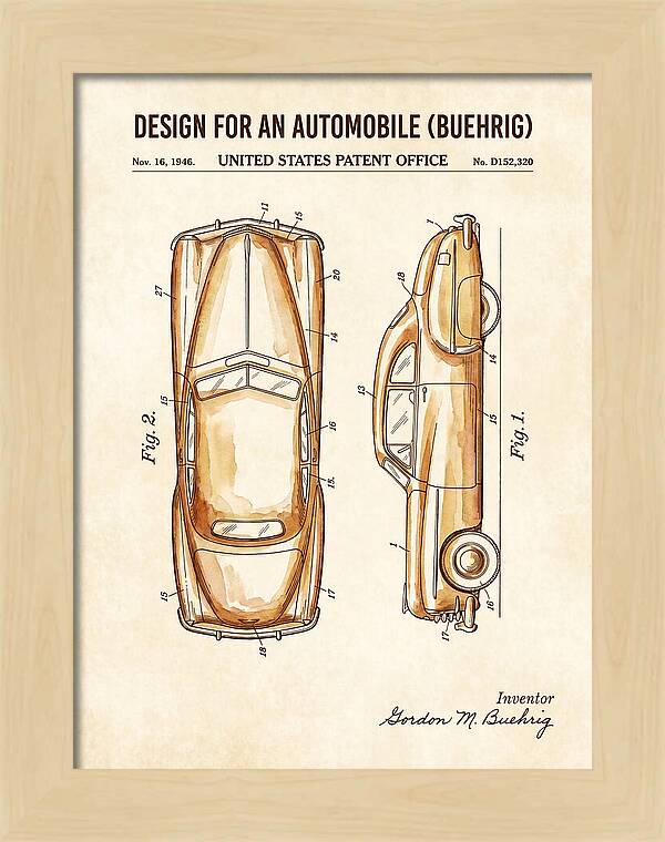 Automobile Buehrig Watercolor Patent Usd152320s