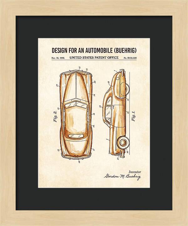 Automobile Buehrig Watercolor Patent Usd152320s