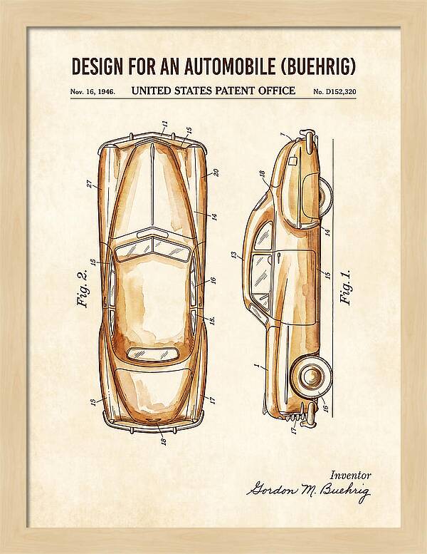Automobile Buehrig Watercolor Patent Usd152320s