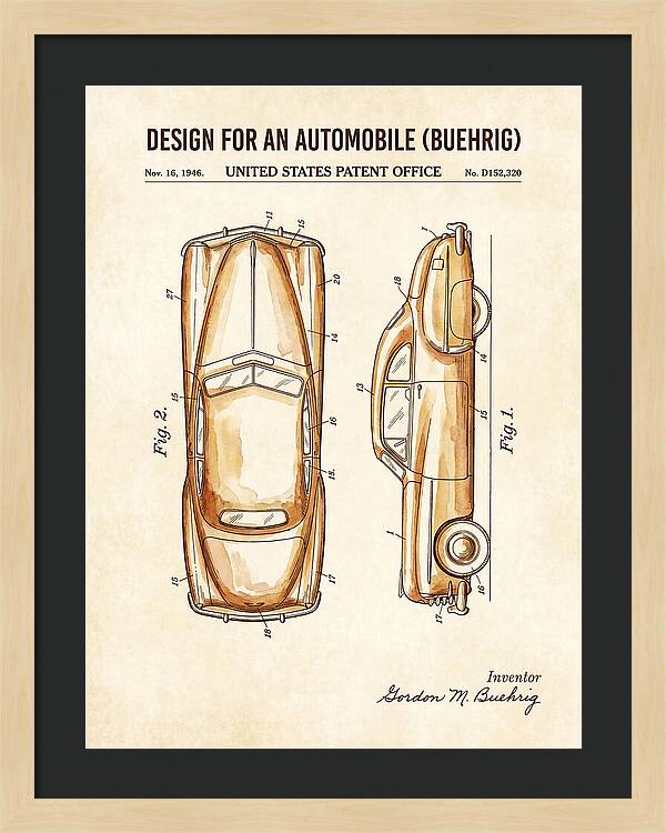 Automobile Buehrig Watercolor Patent Usd152320s