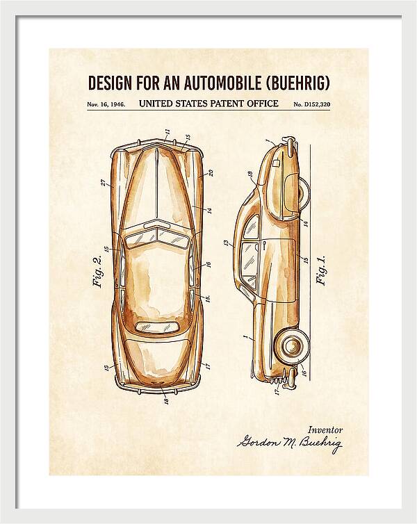 Automobile Buehrig Watercolor Patent Usd152320s