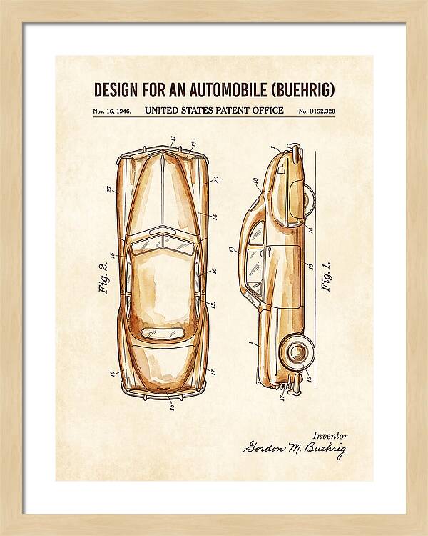 Automobile Buehrig Watercolor Patent Usd152320s