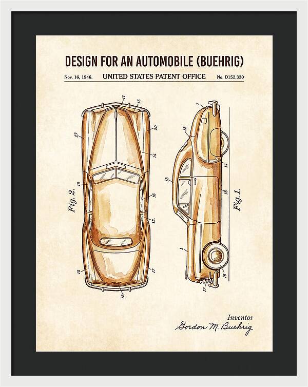 Automobile Buehrig Watercolor Patent Usd152320s
