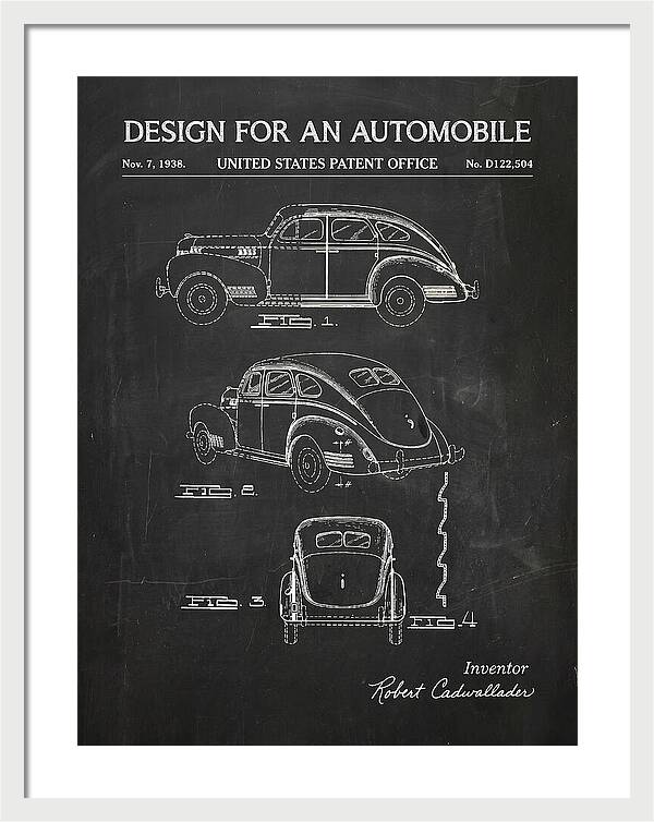 Automobile Chalkboard Patent Usd122504s