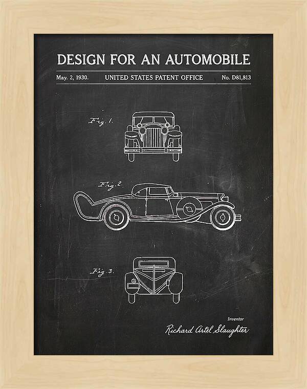 Automobile Chalkboard Patent Usd81813s