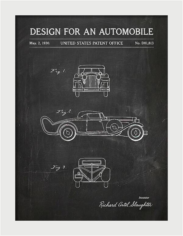 Automobile Chalkboard Patent Usd81813s