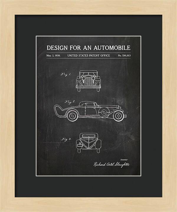 Automobile Chalkboard Patent Usd81813s