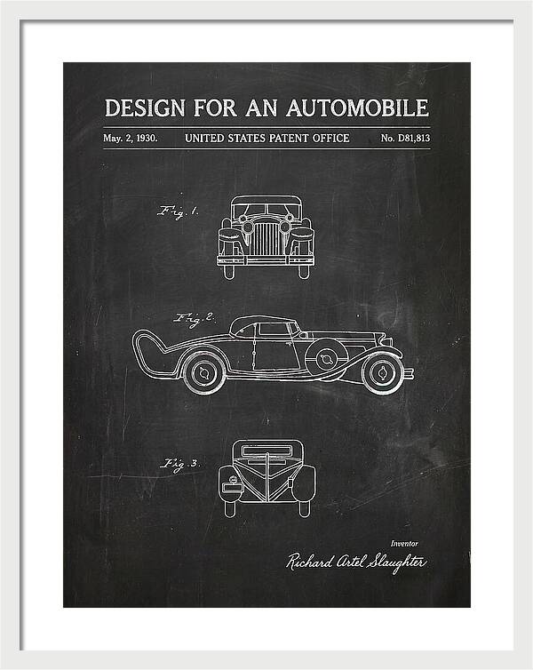 Automobile Chalkboard Patent Usd81813s