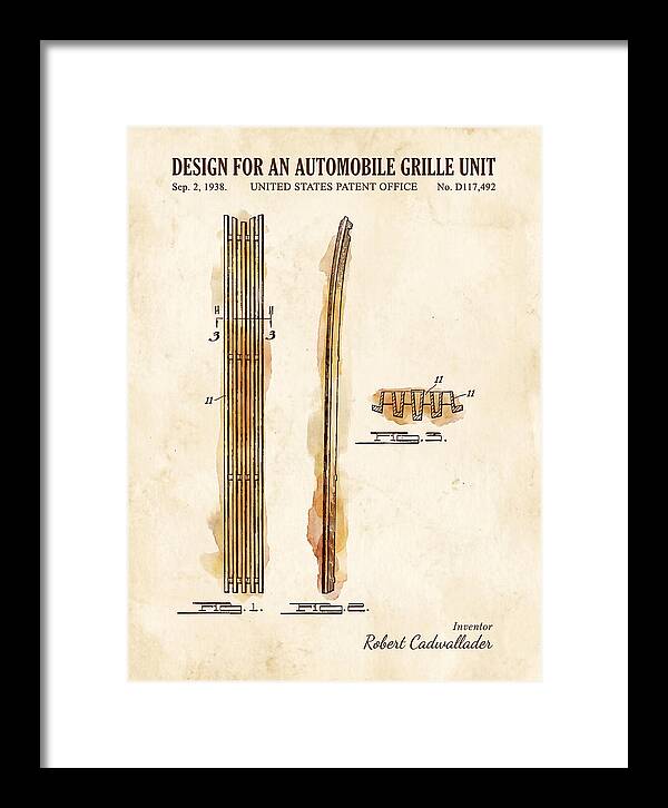 Automobile Grille Unit Watercolor Patent Usd117492s