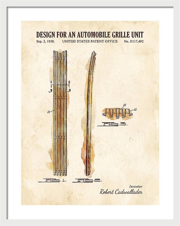 Automobile Grille Unit Watercolor Patent Usd117492s