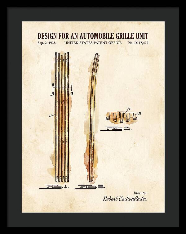 Automobile Grille Unit Watercolor Patent Usd117492s