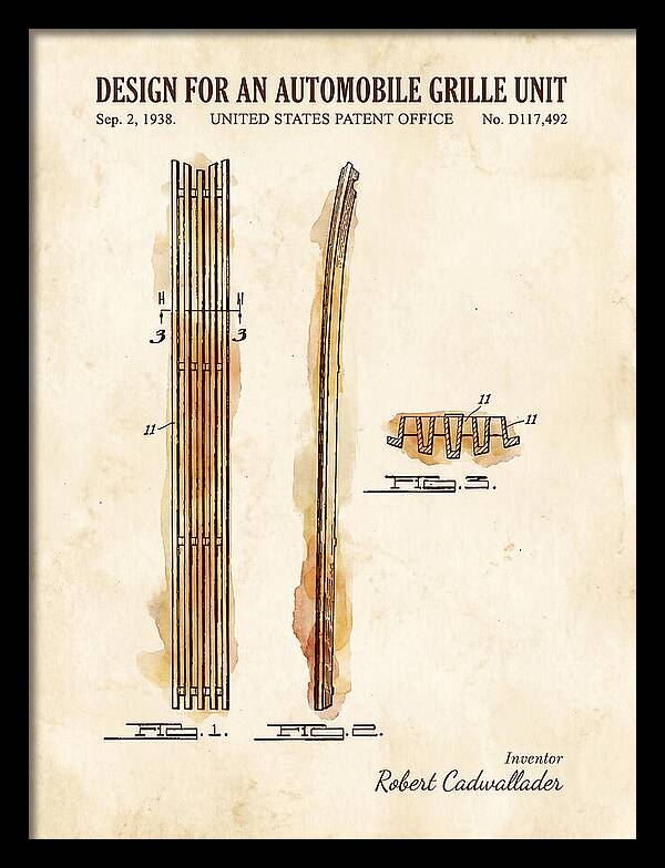 Automobile Grille Unit Watercolor Patent Usd117492s