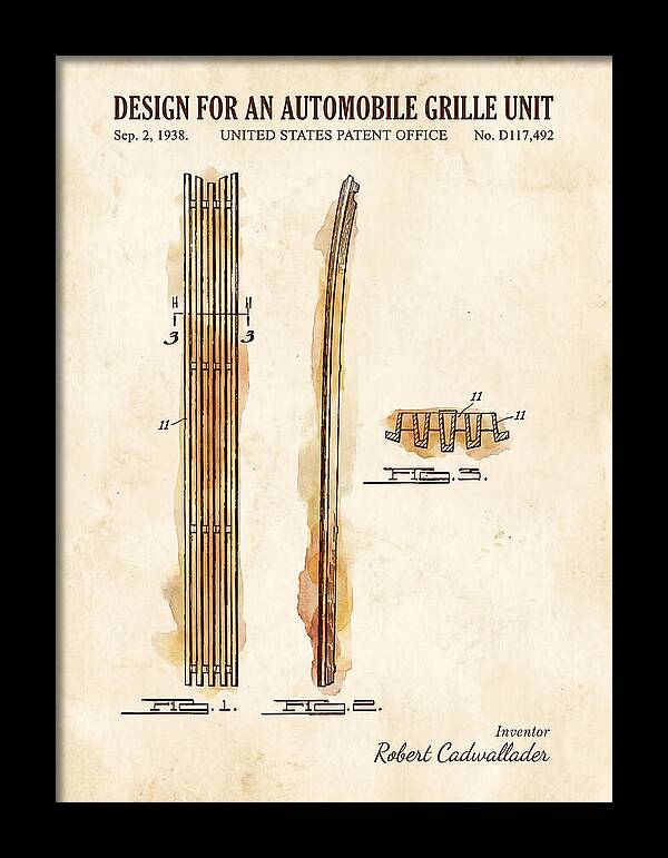 Automobile Grille Unit Watercolor Patent Usd117492s
