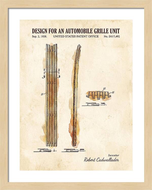 Automobile Grille Unit Watercolor Patent Usd117492s