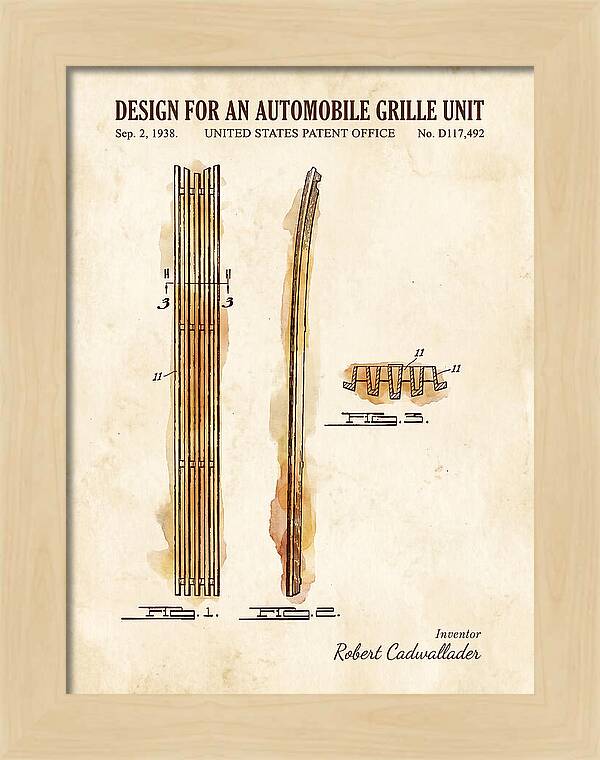 Automobile Grille Unit Watercolor Patent Usd117492s
