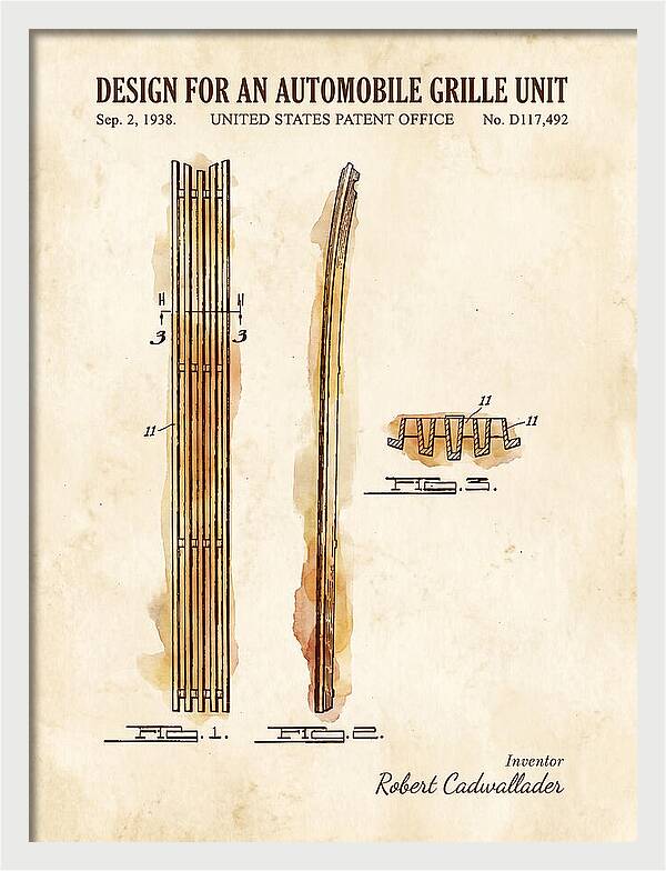 Automobile Grille Unit Watercolor Patent Usd117492s