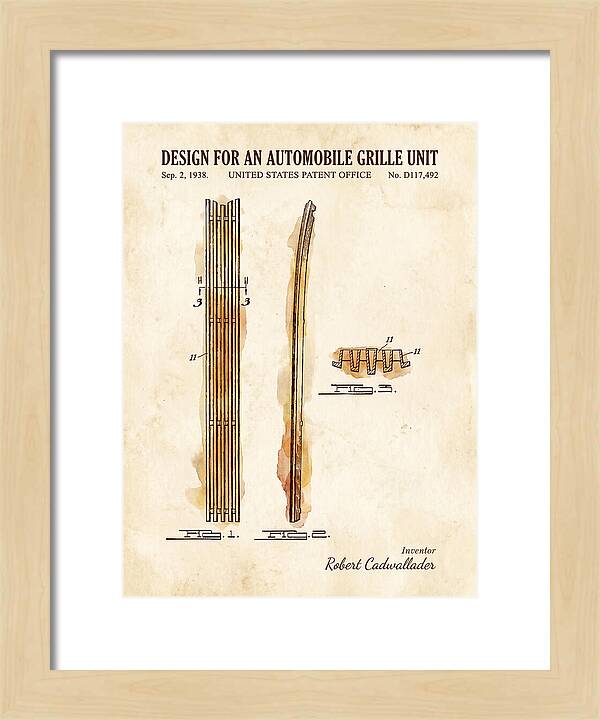 Automobile Grille Unit Watercolor Patent Usd117492s