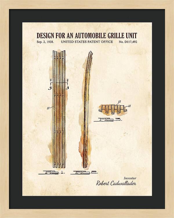 Automobile Grille Unit Watercolor Patent Usd117492s
