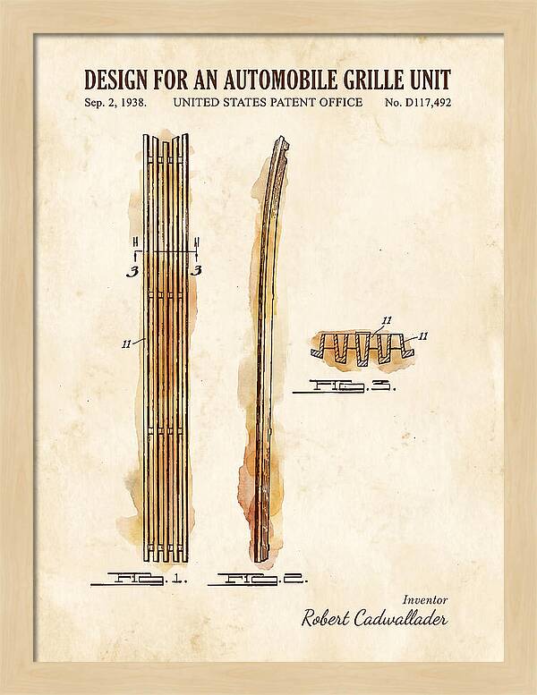 Automobile Grille Unit Watercolor Patent Usd117492s